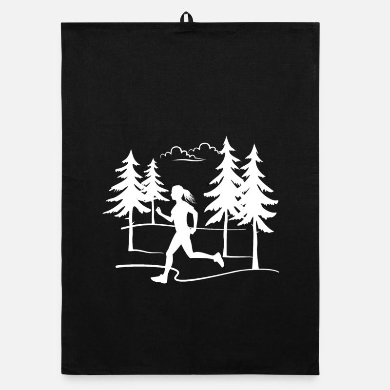 Coureuse Jogging marathon course en forêt course tout-terrain Torchon bio
