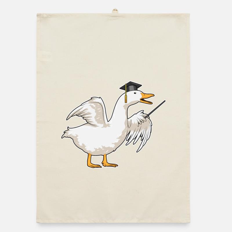 École du professeur de canard pointant des bâtons Torchon bio