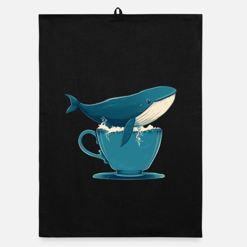 Whale in teacup Organic dish towel