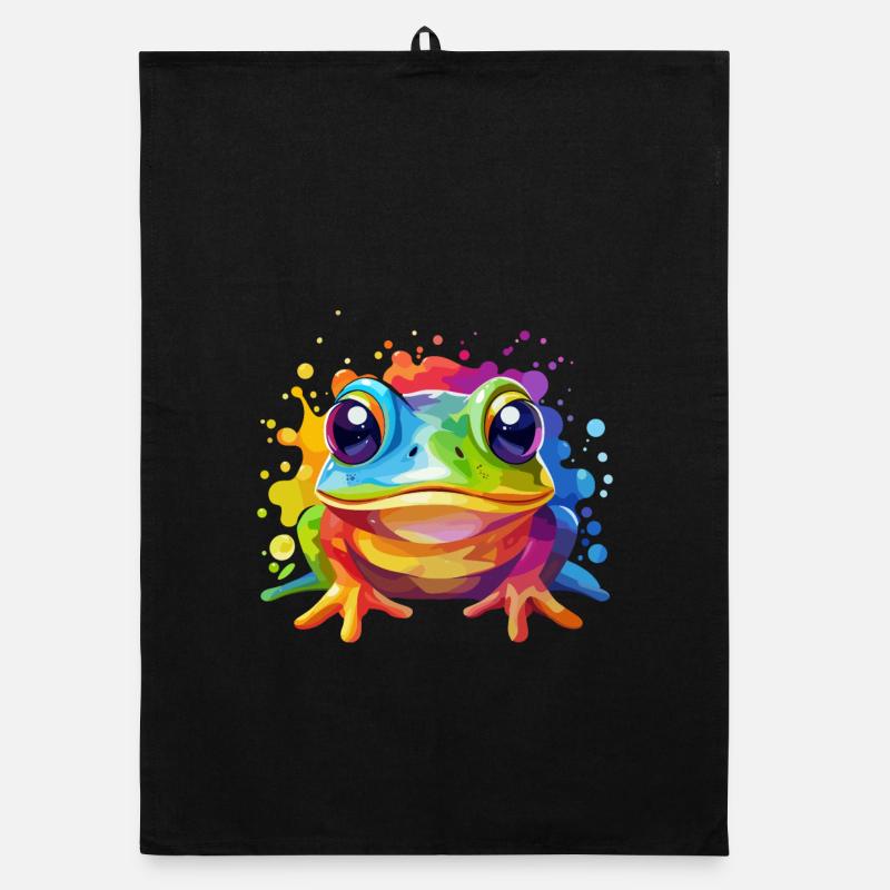 Design de grenouille coloré Torchon bio