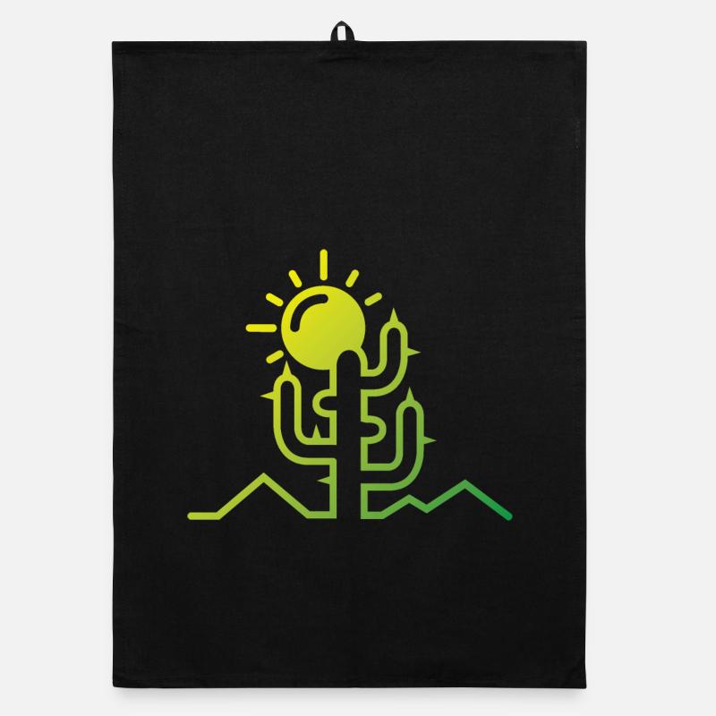 cactus Wüste Sonne Abenteuer minimal Design flat Organic Geschirrtuch