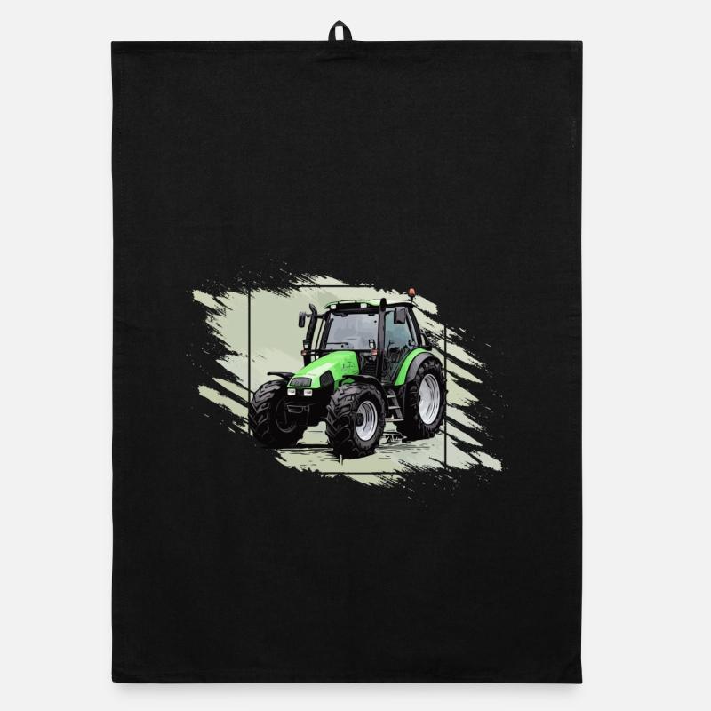 Kleiner grüner Traktor - Organic Geschirrtuch - Schwarz