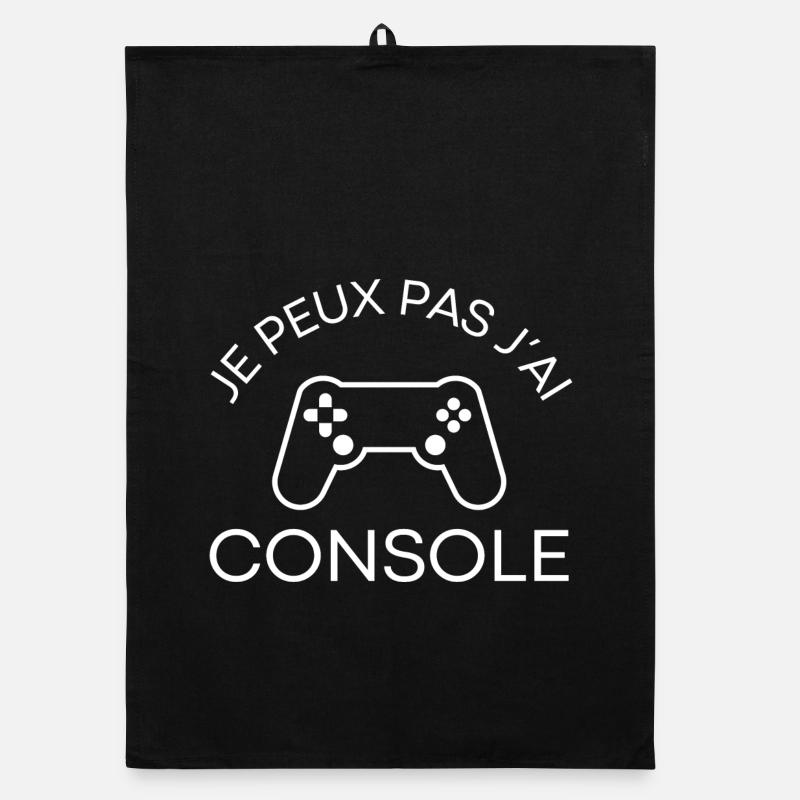 Je peux pas j'ai console - Torchon bio - noir