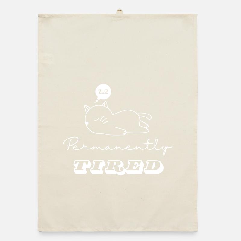 Sleeping Cat - "Permanently Tired" Organic dish towel