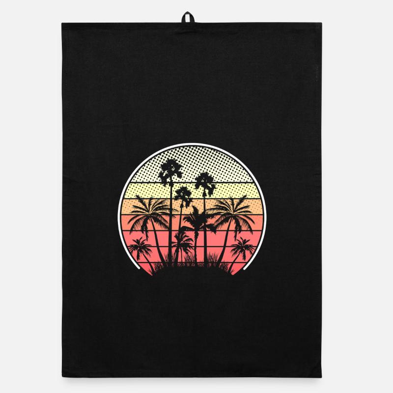 Tropical Sunset Palm Trees Silhouette Organic dish towel