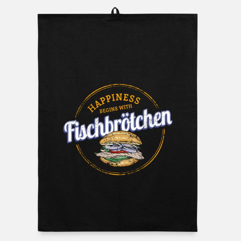 Fischbrötchen mit Matjes oder Bismarckhering Organic Geschirrtuch