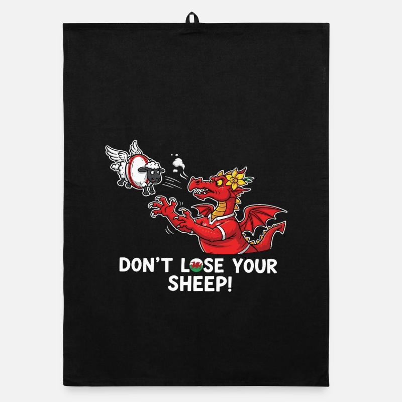 Whimsical Dragon and Sheep Eternal Reminder Organic dish towel