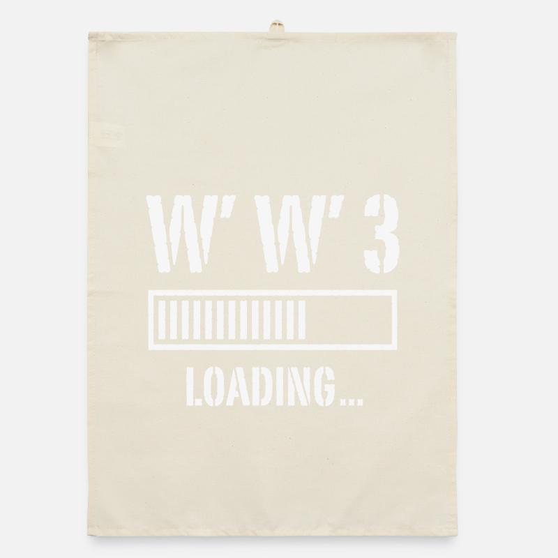World War 3 Loading... (Peace / War / White) Organic dish towel