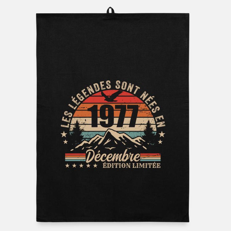 Retro December 1977 - 48th Anniversary Gift Organic dish towel