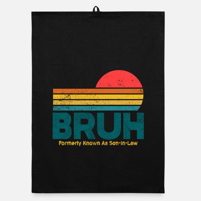Bruh Sunset Retro Meme Design Organic dish towel