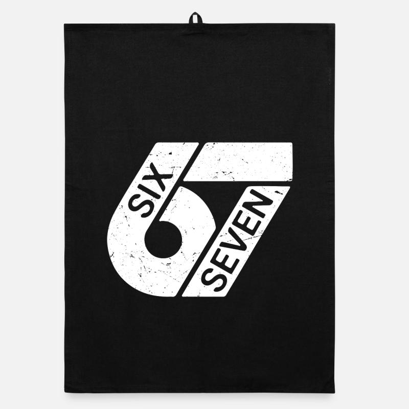Six Seven Meme - Organic Geschirrtuch - Schwarz