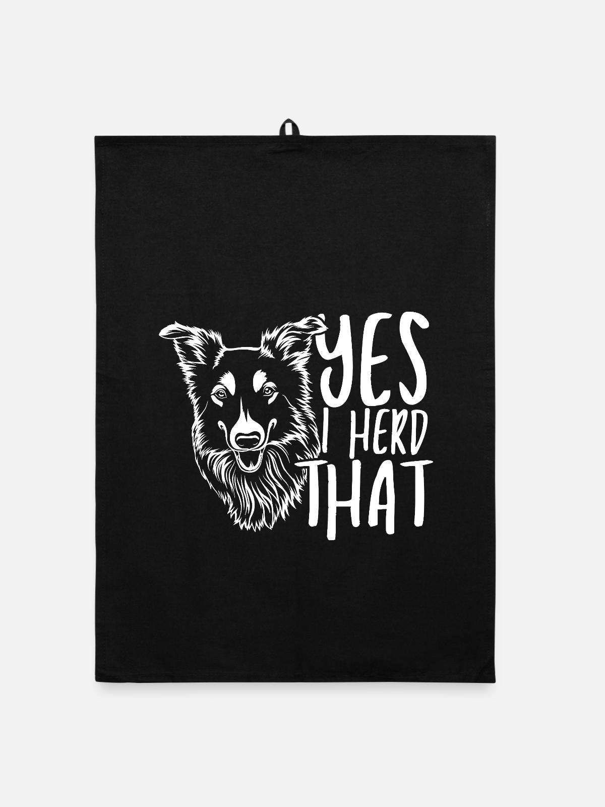 Wolfskopf mit handschriftlichem Text - Organic Geschirrtuch - Schwarz - Vorne