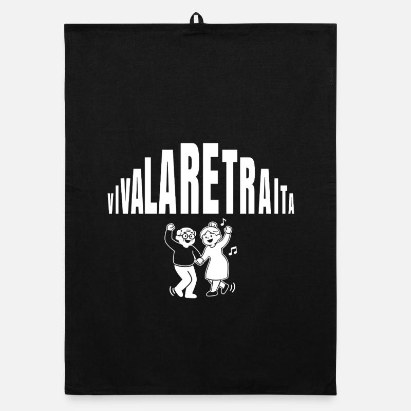 Viva la Retraita (texte blanc) - Torchon bio - noir