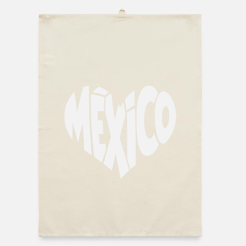 Mexico Schriftzug Herz Organic Geschirrtuch