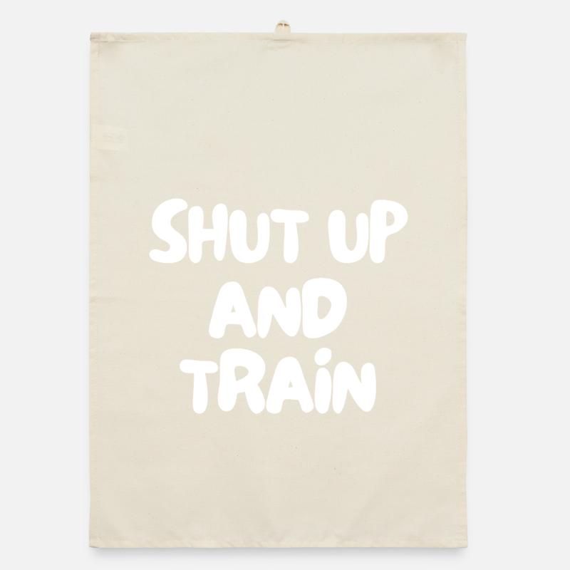 shut up and train Organic dish towel