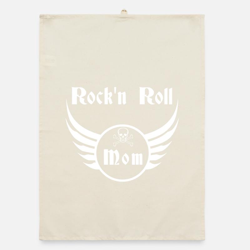 Maman Rock and Roll Ailes de Crâne Blanc Torchon bio