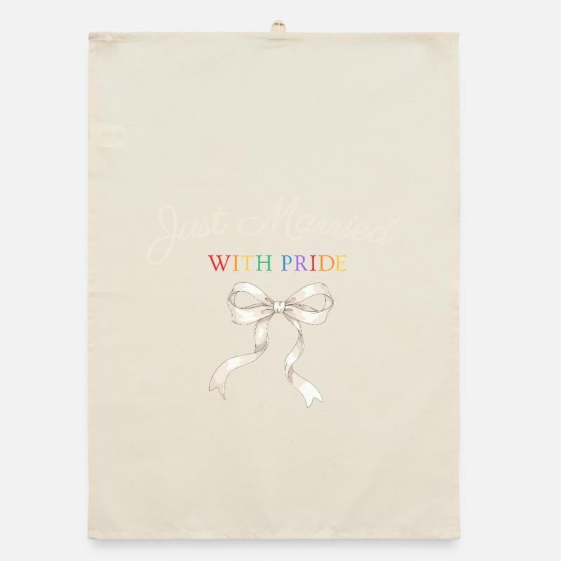 Just Married Pride Schleife Organic Geschirrtuch