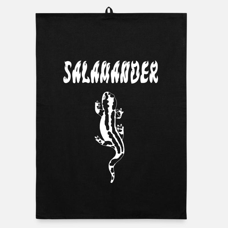 Salamandre blanche - Torchon bio - noir
