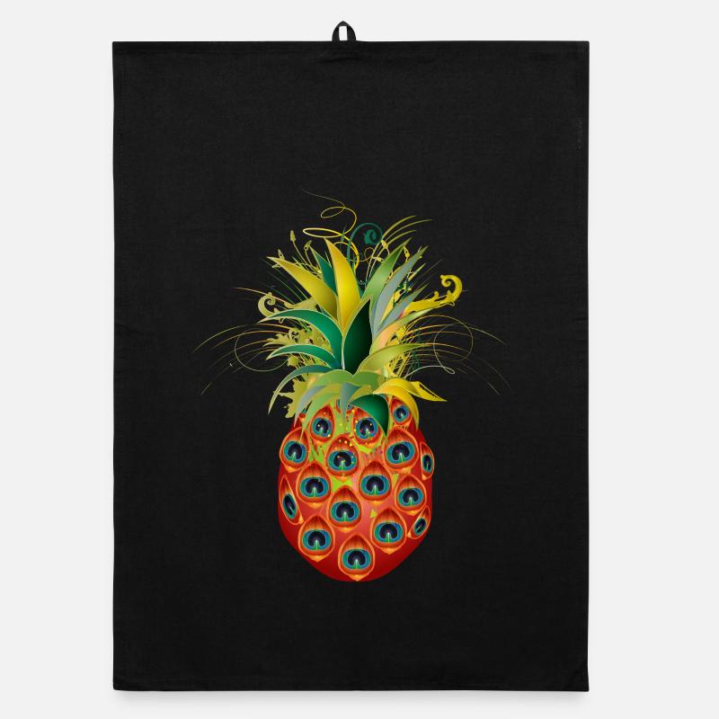 extraordinary pineapple from peacock eye feathers Organic dish towel