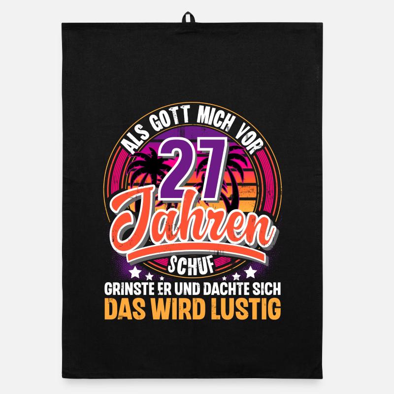 27. Geburtstag Als Gott Mich Schuf Vor - Organic Geschirrtuch - Schwarz