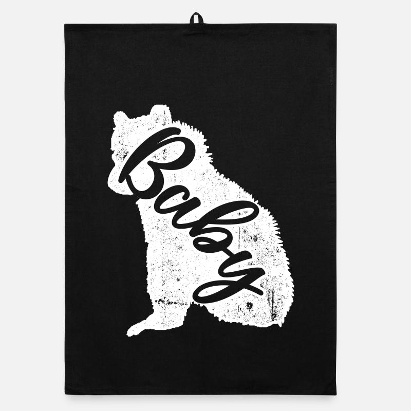 Baby Script Pooch on White Fur Organic dish towel