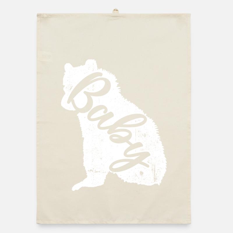 Baby Script Pooch on White Fur Organic dish towel