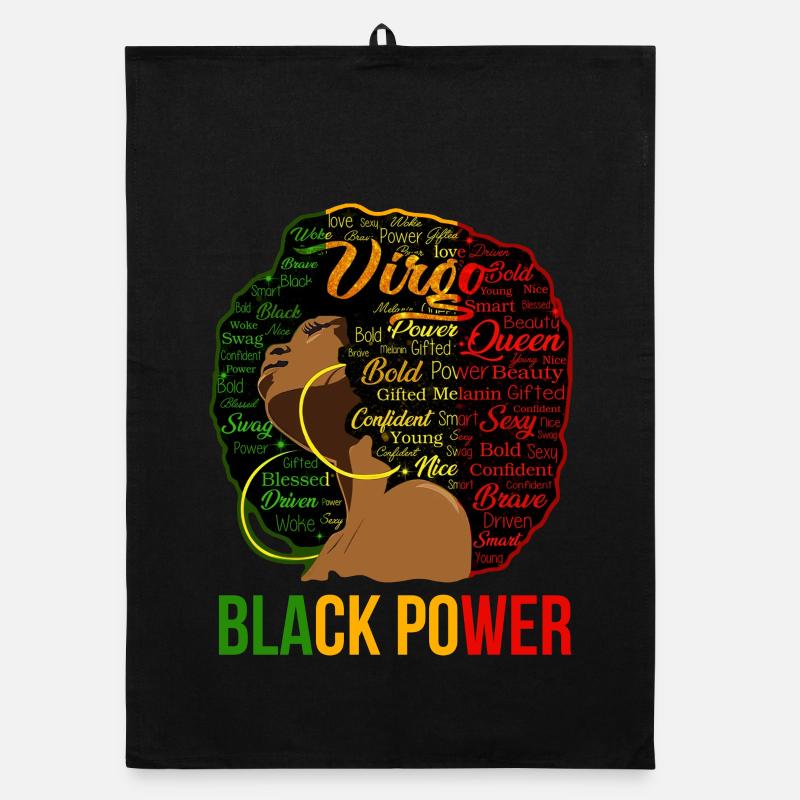 Afro Power Word Cloud Portrait Organic dish towel