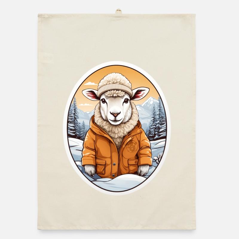 Cute cuddly sheep Organic dish towel
