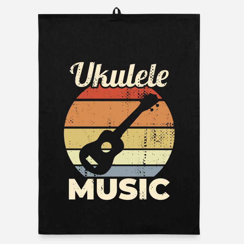 Vintage Ukulele Musik - Organic Geschirrtuch - Schwarz