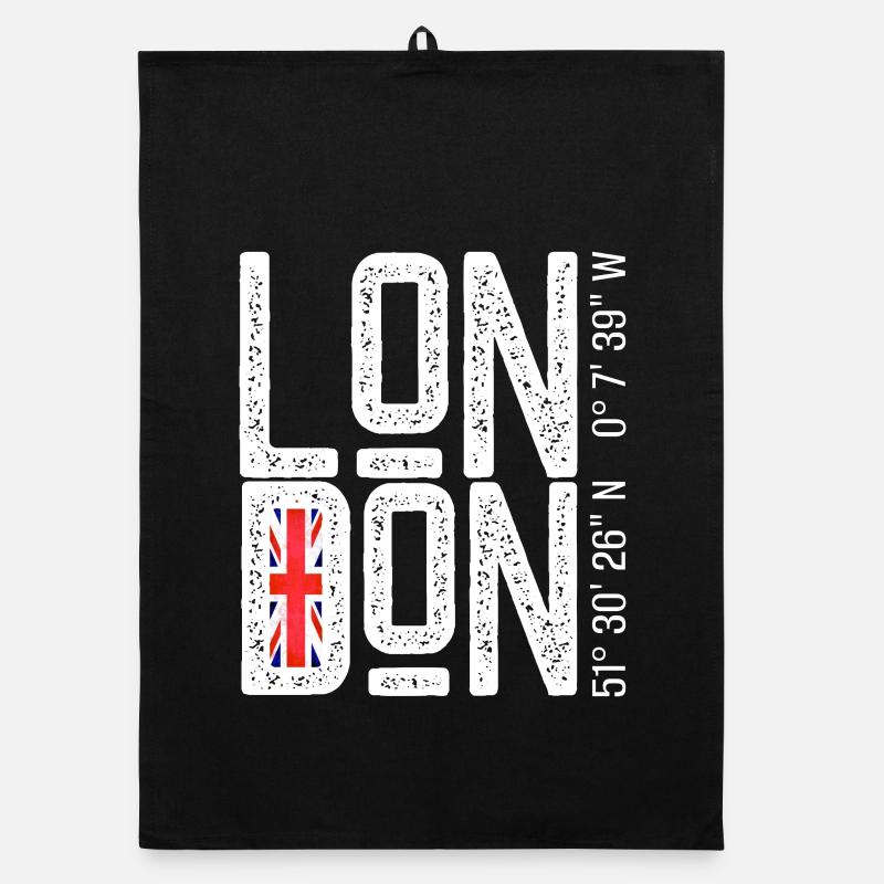 London Flag Distressed Typo - Organic Geschirrtuch - Schwarz