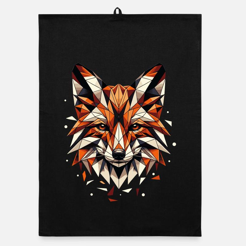Colorful, geometric fox head polygon motif Organic dish towel