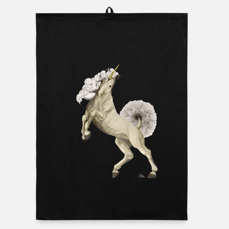 Einhorn mit Schweif und Mähne aus Pusteblume Organic Geschirrtuch