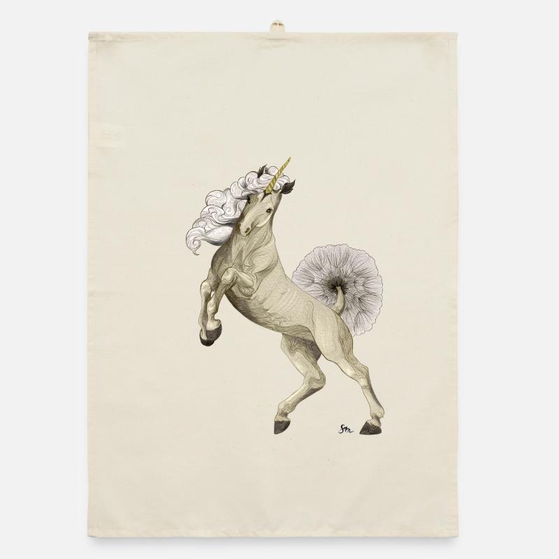 Licorne avec queue et crinière en pissenlit Torchon bio