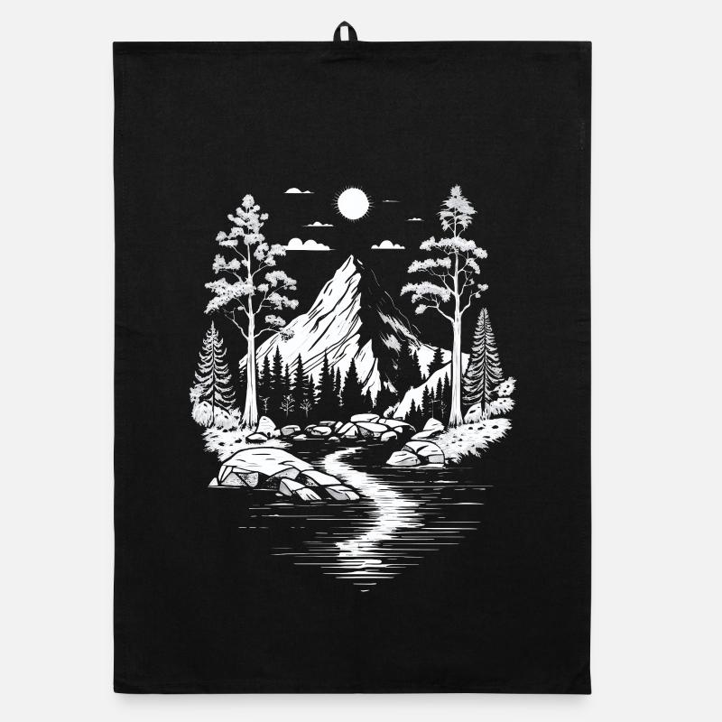 Nature Lovers Mountain Nature Landscape Trees River Organic dish towel