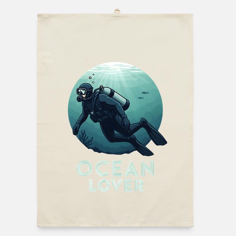 Plongeur Ocean Lover Underwater pour les amis plongeurs Torchon bio