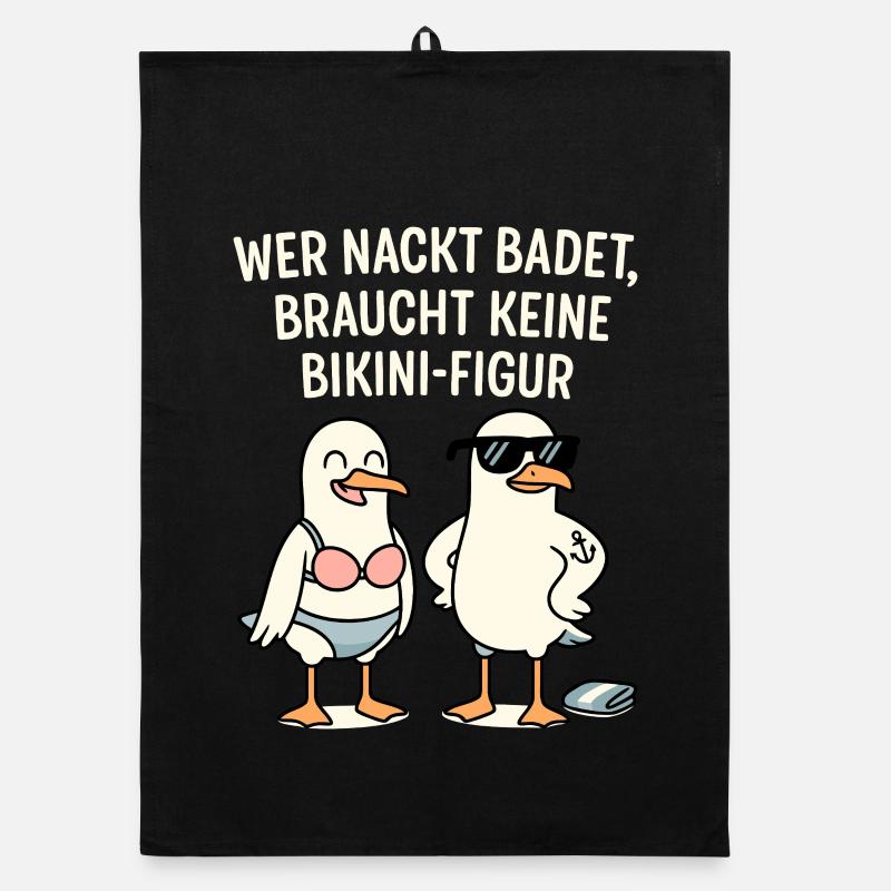 Nackt badet Bikini-Figur Spruch Organic Geschirrtuch