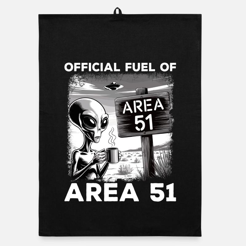 Funny Area 51 Alien UFO Coffee Lovers Organic dish towel