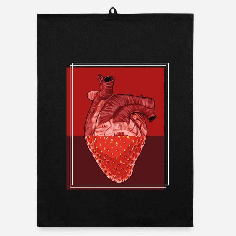 Heart Strawberry Fusion - Torchon bio - noir
