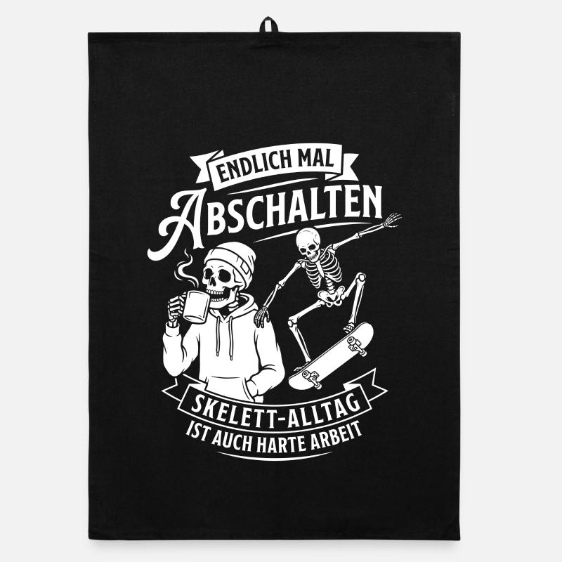 Switch off with Skeleton Skate Organic dish towel