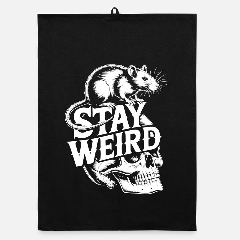 Stay Weird Rat Over Skull Organic dish towel