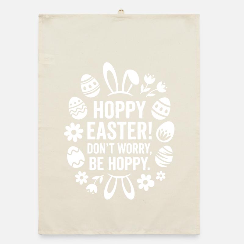 Hoppy Easter Dont Worry Be Happy Organic Geschirrtuch