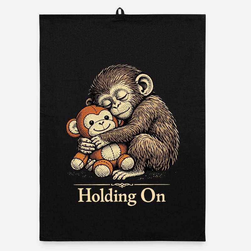 Punch Macaque Holding On Emotional Monkey Plush Organic dish towel