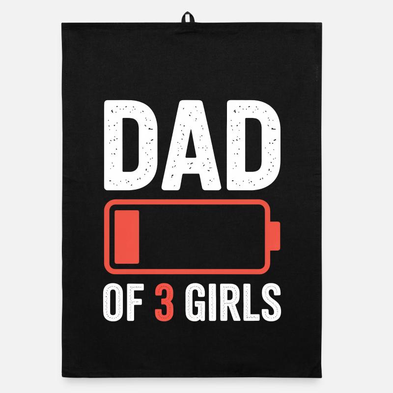 Graphique de batterie Papa de 3 filles Torchon bio