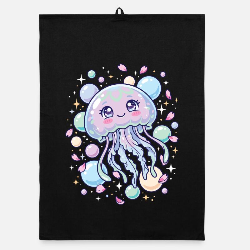 Esthétique de la méduse Kawaii pastel Torchon bio