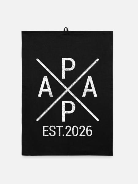 Papa Est 2026 Vintage Cross - Organic dish towel - black - Front