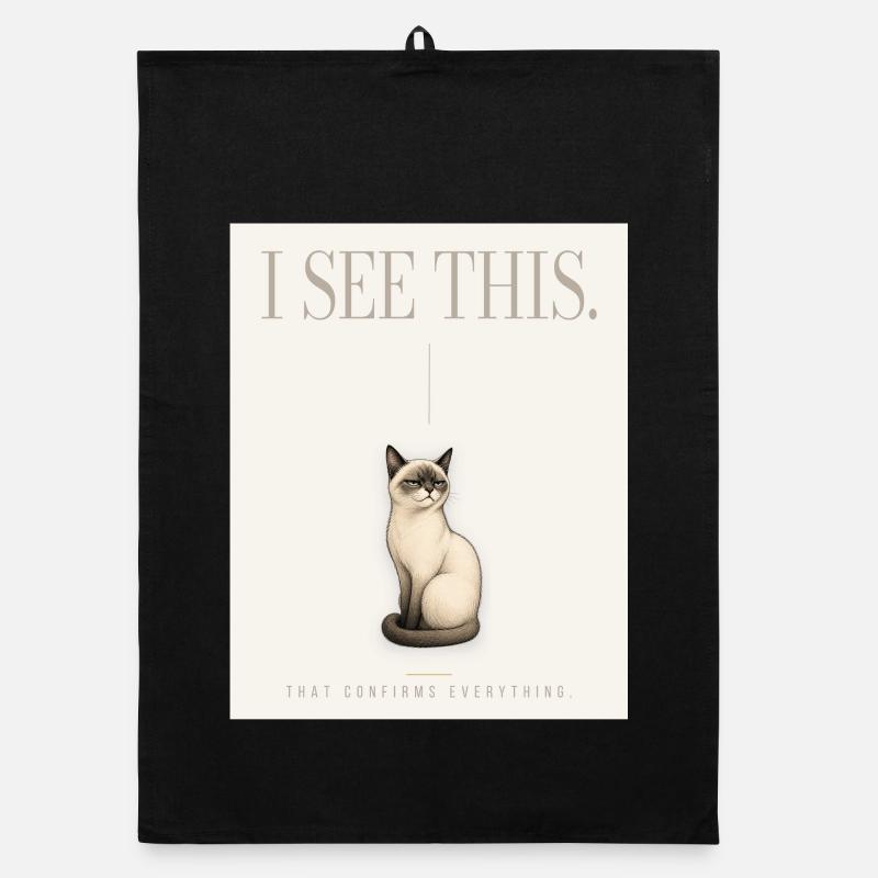 I SEE THIS. Noble Cat Introvert Meme Design Organic Geschirrtuch