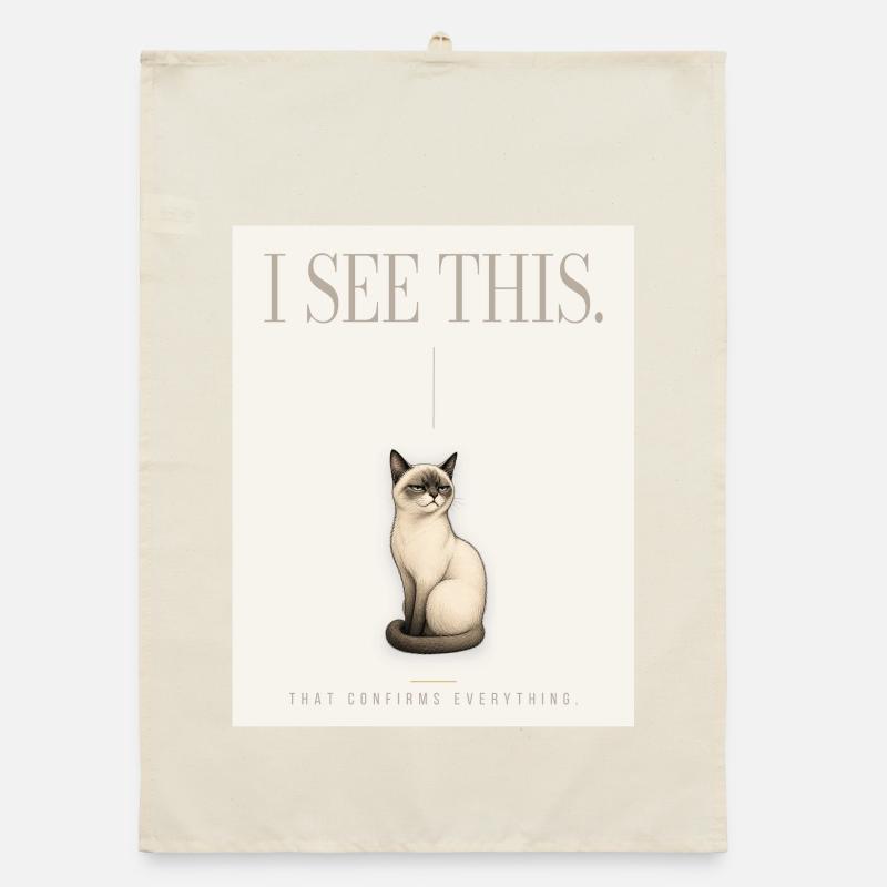 JE VOIS ÇA. Noble Cat Introverti Conception du Mème Torchon bio