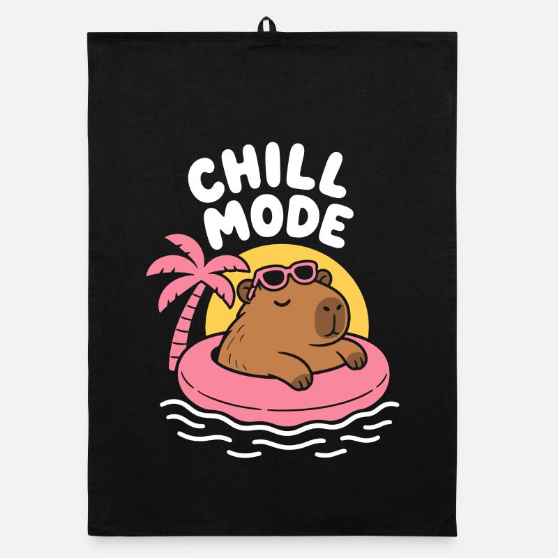 Chill Mode Floating Capybara Organic Geschirrtuch