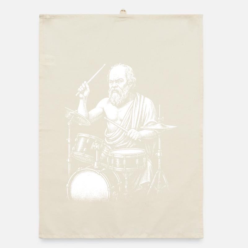Ancient Greek Philosopher Socrates Drumming Organic dish towel