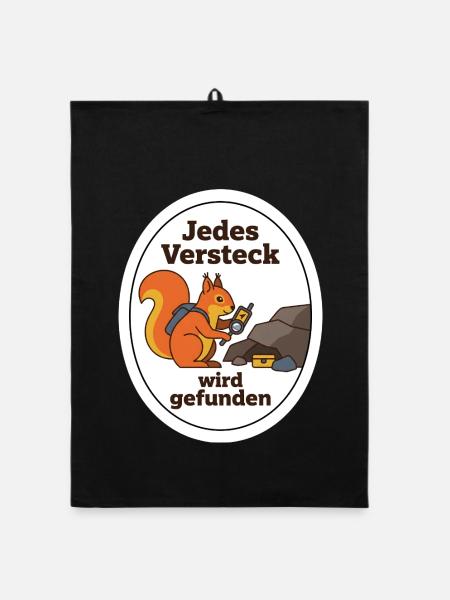 Geocaching Eichhörnchen Cache Schatz Geschenk - Organic Geschirrtuch - Schwarz - Vorne